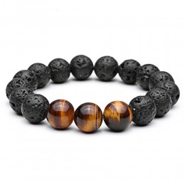 Bratara Lava Rock si Tiger Eye